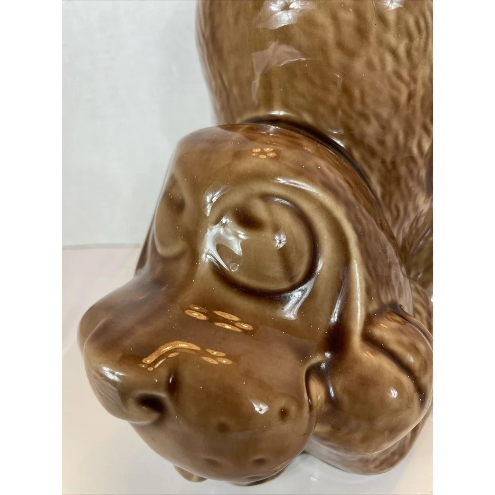 Vintage 1980s McCoy Pottery HOUND DOG Ceramic Cookie Jar Plain Face Brown #0272